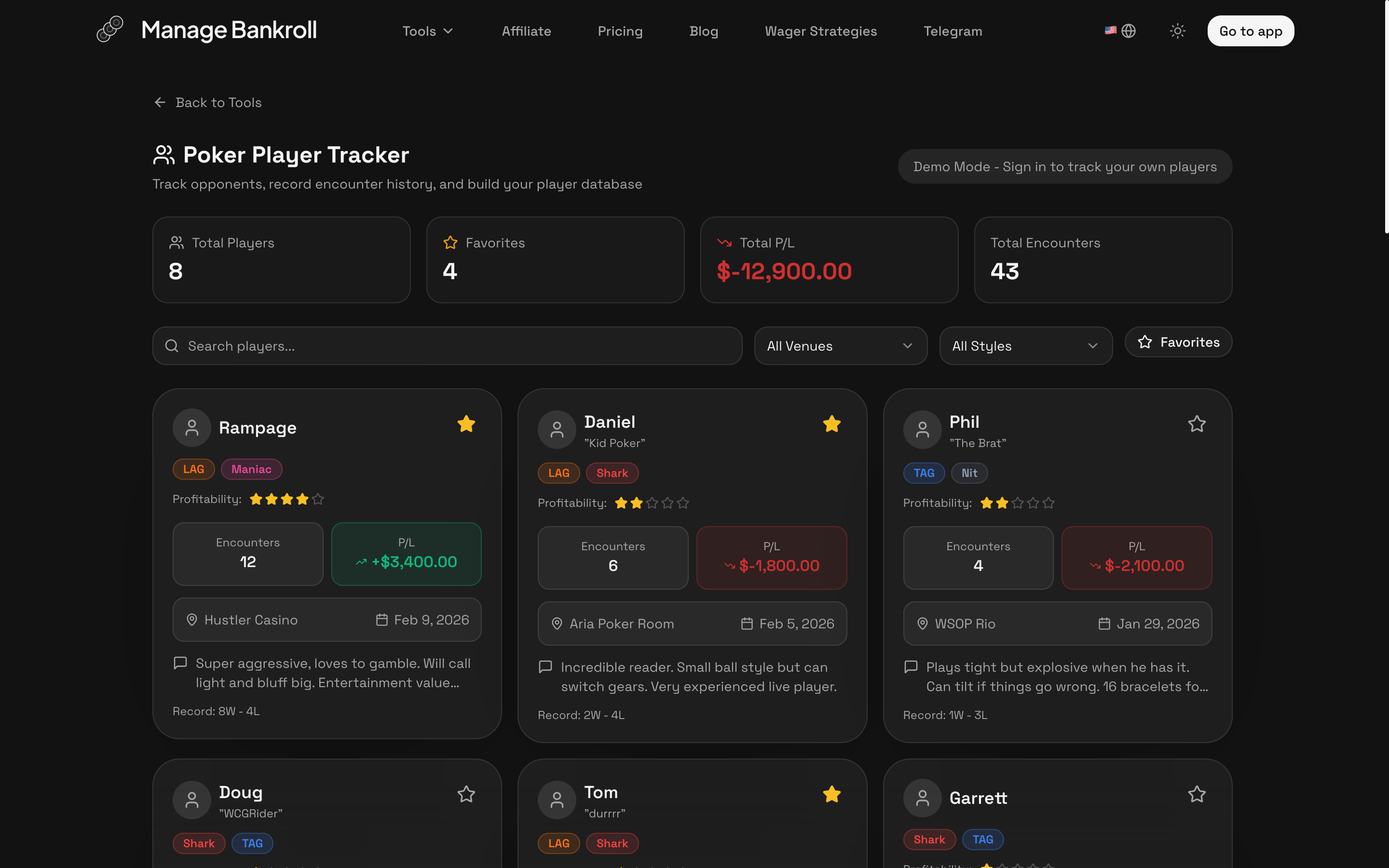 Poker Player Tracker | Track Opponents & Encounter History | Manage ...